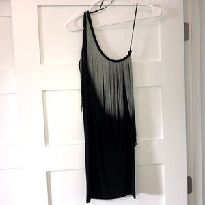 Unique find, one shoulder fringe dress